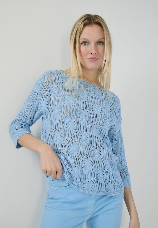 WITH AJOUR 3/4 SLEEVE - Strickpullover - hellblau