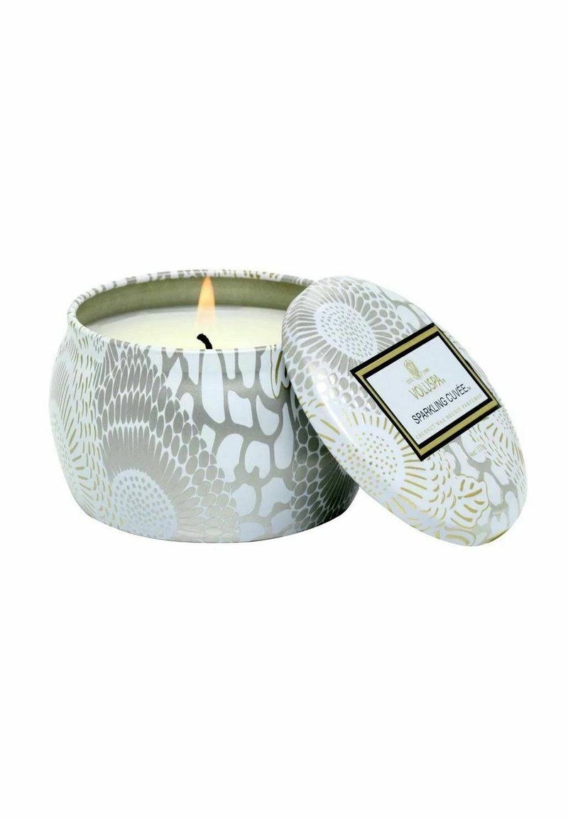 Voluspa - VOLUSPA DECORATIVE TIN CANDLE SPARKLING CUVÉE 113G - Doftljus - silver, Förstora