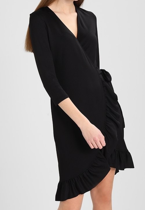 Robe tee-shirt femme unie en coton extensible noir