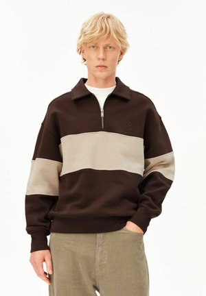 ARMEDANGELS, STRIPED TROYER - Polo - claystone - sand stone