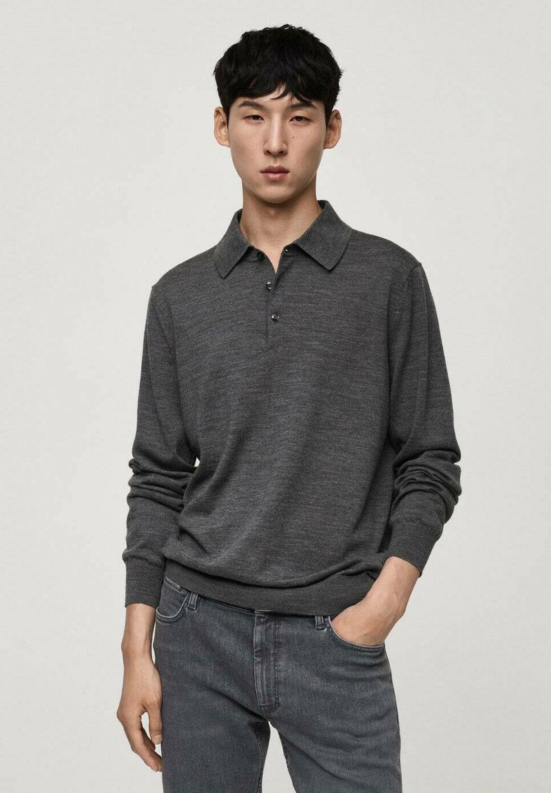 Mango Polo majica - mottled dark grey