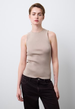 SLIM FIT GLITTERING - Top - light beige