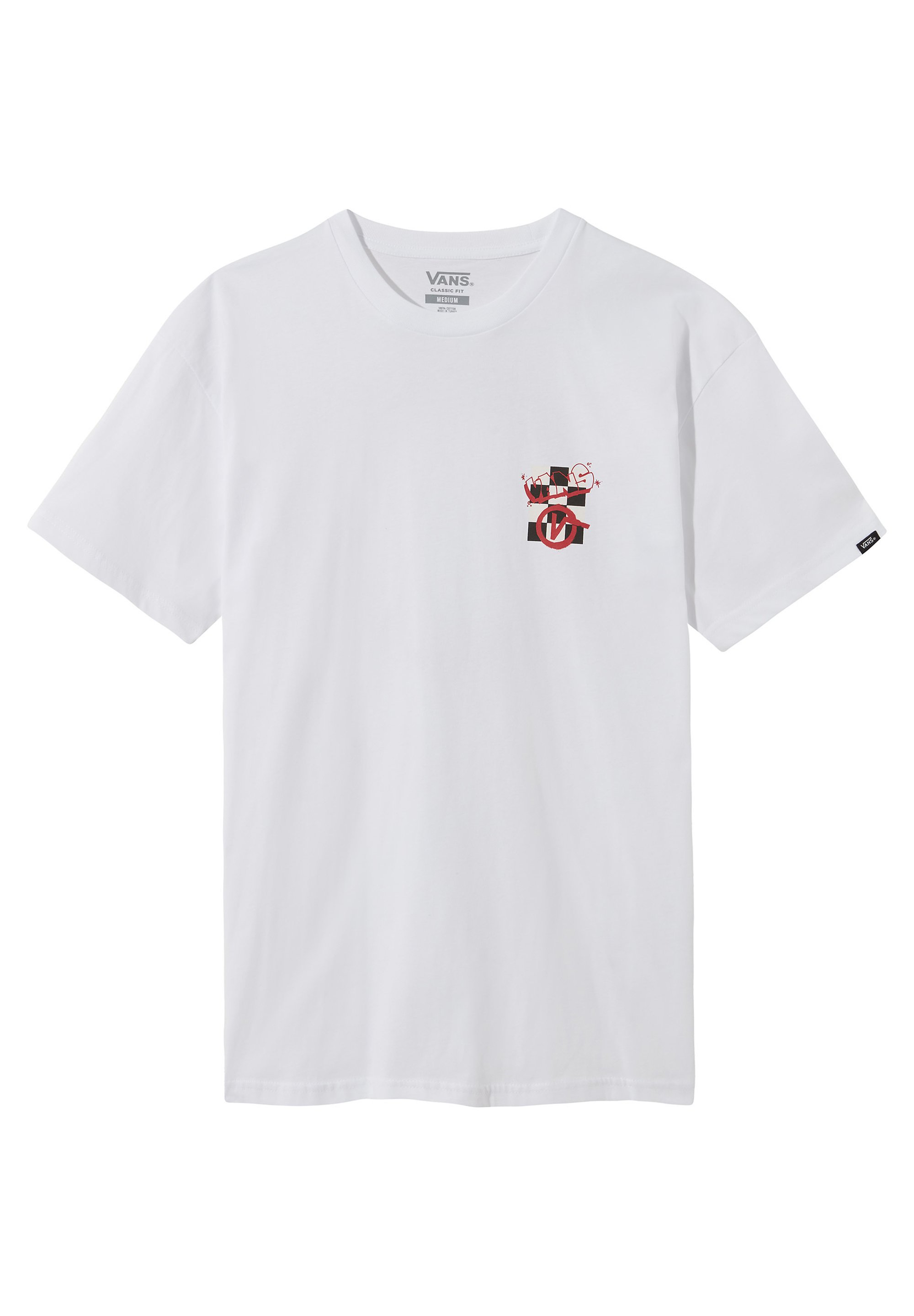 red black and white vans shirt