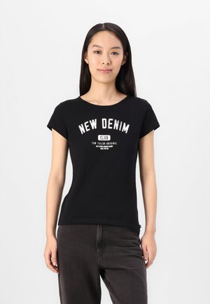 SLIM SPORTY PRINTED TEE - Printtipaita - deep black