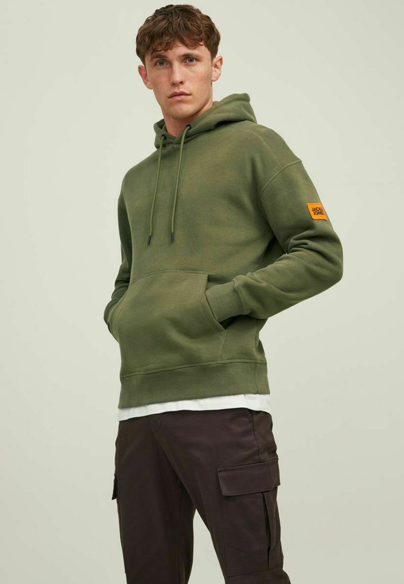 Sweat Homme Jack And Jones Jjecorp Noos Sweat à Capuche Avec Logo, Beige Clair, M Nouvelle Collection