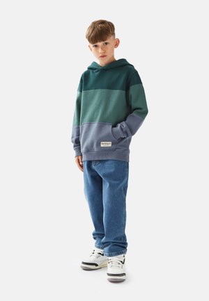 Band of Rascals, HOODED 3C BLOCK - Hættetrøje - racing green/dove blue