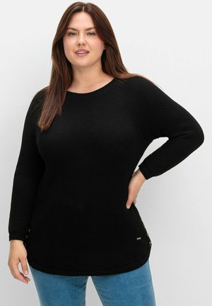 Sheego, Strickpullover - schwarz