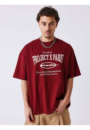 MANCHES COURTES VARSITY - T-shirt con stampa - bordeaux