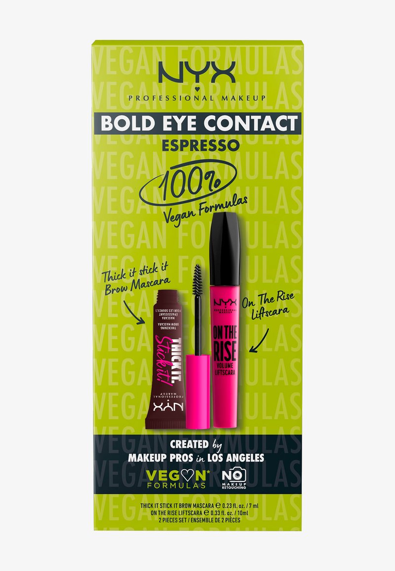 NYX Professional Makeup - BOLD EYE CONTACT SET MIT ON THE RISE LIFTSCARA UND THICK IT. STICK IT! BROW MASCARA - Make-upset - espresso, Vergroten