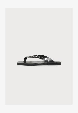 ALOHAS, OLA STUDS BLACK LEATHER SANDALS, czarny