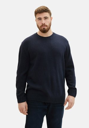 TOM TAILOR MEN PLUS BASIC CREW NECK - Trui - Black Grey Melange Too22q00a Q11