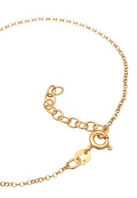 Guldhalsband med en delikat design, runda länkar och en fjärrklämma. Kedjan har en slät och glänsande yta.
