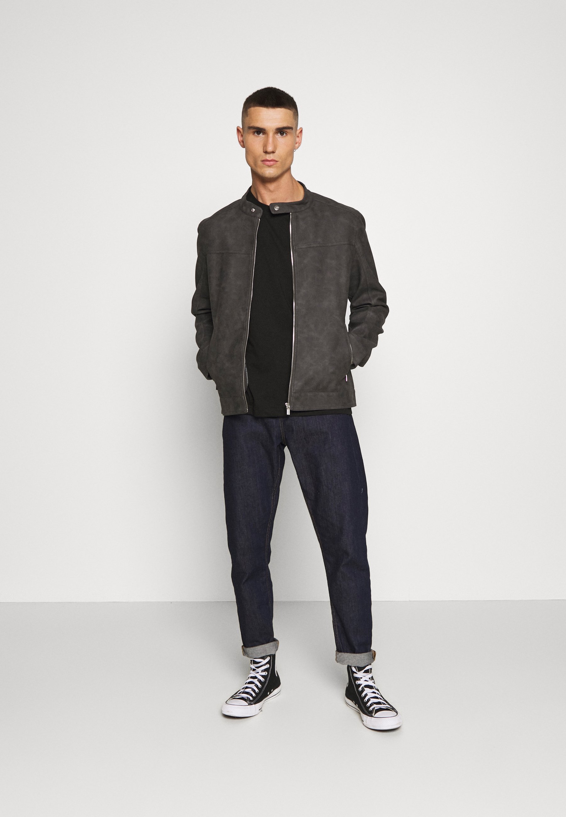 ONSJASPER Imitatieleren jas grey pinstripe ONSJASPER Imitatieleren jas grey pinstripe