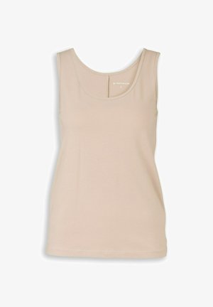 Beige ärmelloses Damen-Tanktop mit Rundhalsausschnitt, Größe Small, hergestellt von Tom Tailor.