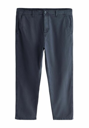 Marineblaue Hosen aus Baumwollmischung mit zwei Vordertaschen, einem Knopfverschluss und geraden Beinen mit maßgeschneiderter Naht.