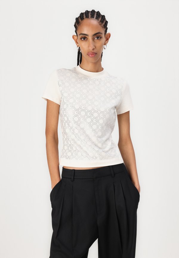 MOCK NECK  - Print T-shirt - muted stone3