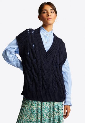 GROBSTRICK-PULLUNDER MIT V-AUSSCHNITT - Camiseta básica - midnight blue