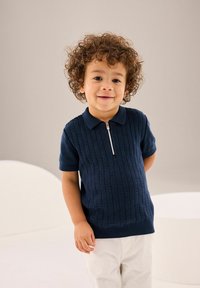 Next - SLEEVE ZIP NECK REGULAR FIT - Polo - navy Immagine in miniatura 1