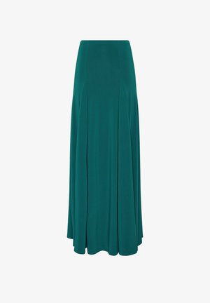 Tansfarbene Maxirock aus leichtem Gewebe; verfügt über einen taillierten Bund, eine fließende Silhouette und dezente Falten für zusätzlichen Bewegungsspielraum.