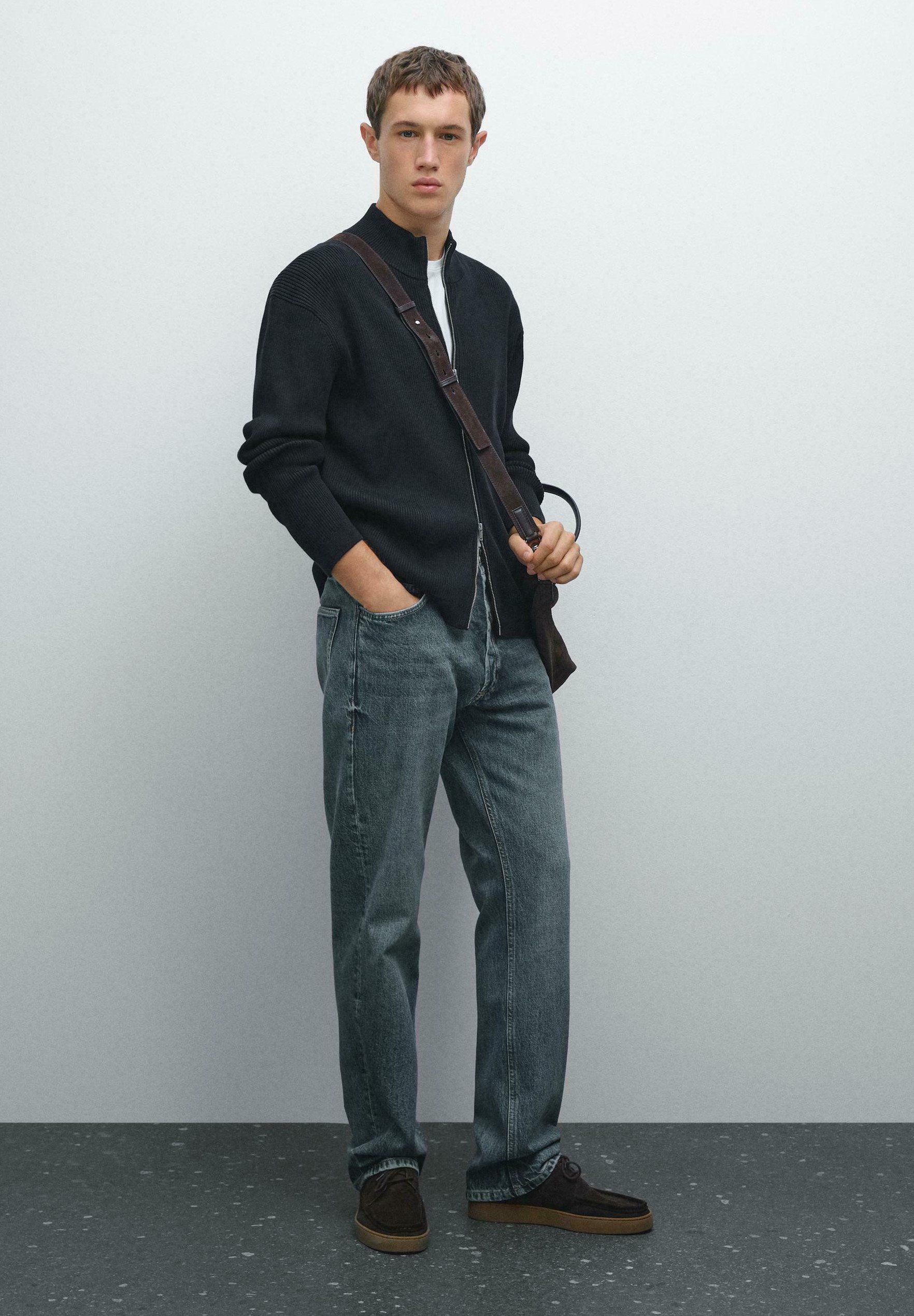 Massimo Dutti HIGH COLLAR WITH ZIP - Cardigan - dark blue