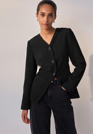 REGULAR FIT - COLLARLESS V-NECK  - Blazer - black