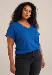 WE Fashion CURVE - Jednoduché tričko - blue