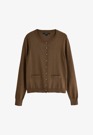 Next, PETITE FIT - SOFT TOUCH COTTON RICH CREW NECK CARDIGAN - Neuletakki - chocolate brown