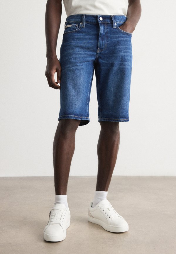 SLIM - Denim shorts - denim dark