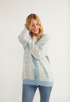 usha, Strickjacke - blau wollweiss