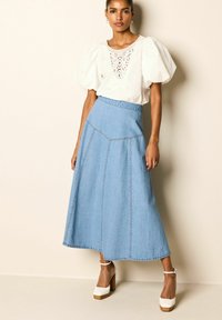 Next PANELLED - Maxi szoknya - mid blue