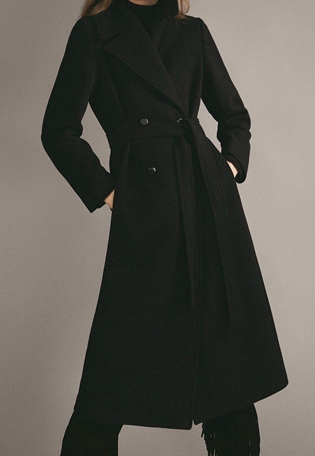 Massimo Dutti Klassischer Mantel - black