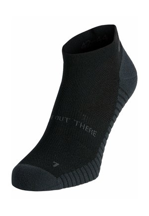 Chaussette de sport noire à coupe basse avec maintien côtelé de la voûte plantaire et zones renforcées aux orteils et au talon.