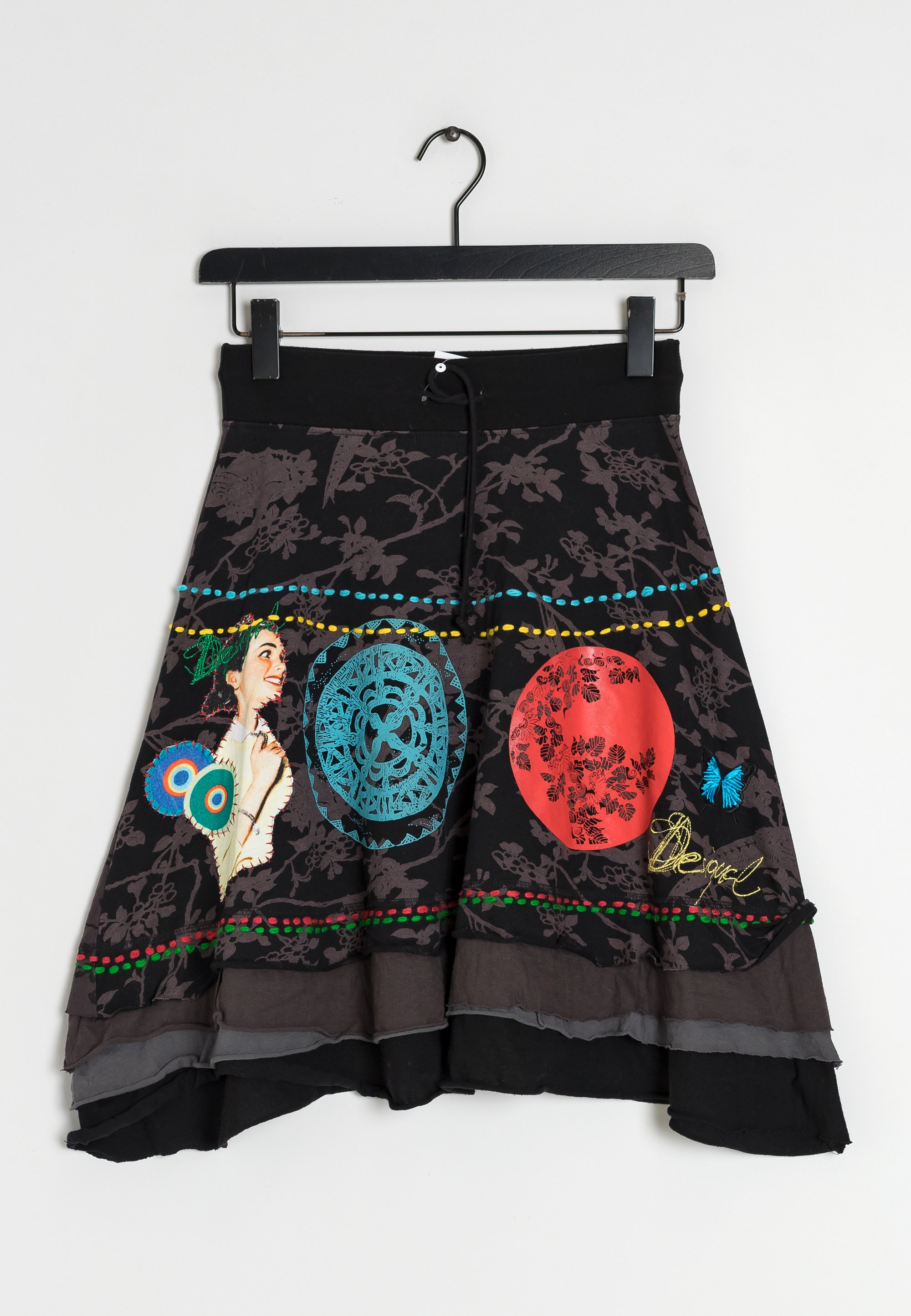 Jupe Femme Desigual - Imprimé Floral, Coupe Droite Longueur Midi, Taille élastique, Tissu Plissé