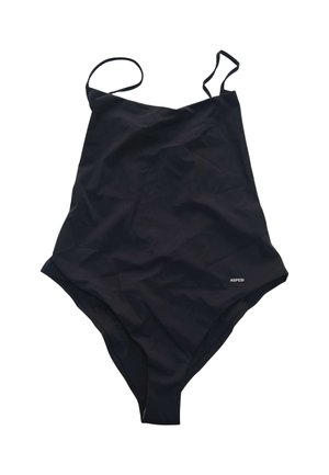 Costume da bagno intero nero con spalline sottili e piccolo logo bianco "ASPESI" sul davanti in basso a destra.