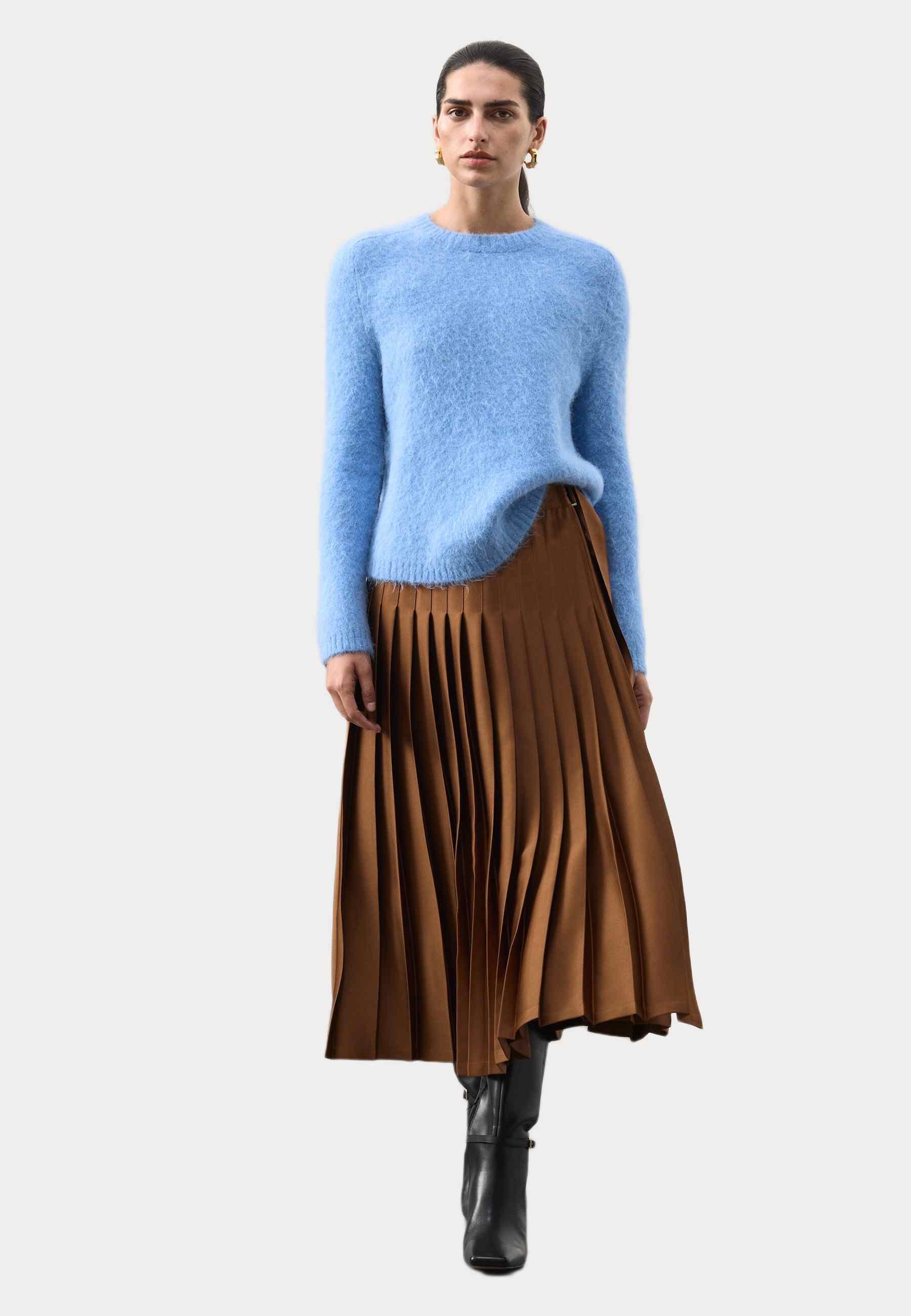 Jupe Midi Marks & Spencer Violette – Taille 10, Coupe A, Laine, Géométrique