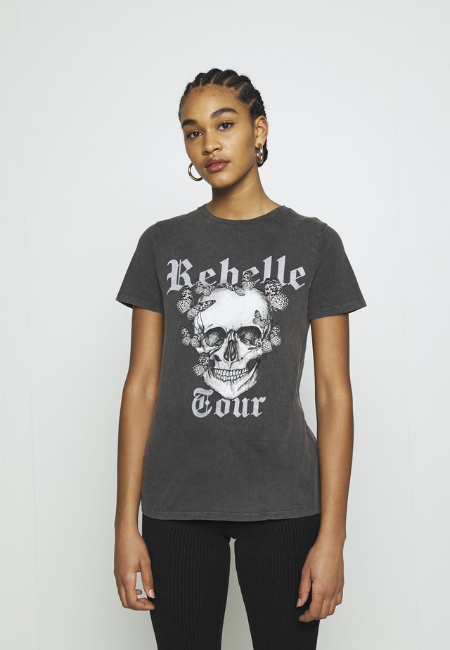 SKULL BUTTERFLY WASH TEE - T-shirt imprimé - dark grey