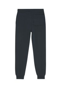 Marineblaue Sweatpants mit schmal zulaufendem Bein, aus weichem Baumwoll-Mischgewebe, mit einem elastischen Bund und einer einzelnen Gesäßtasche.