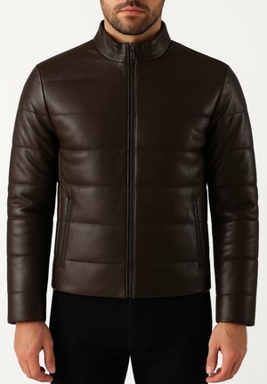 PUFFER - Leather jacket - chocolate brown