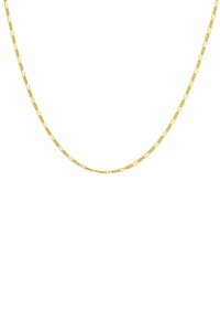 Collar de cadena de oro que presenta eslabones ovalados interconectados con acentos retorcidos, exhibiendo una textura suave y un acabado brillante y uniforme.