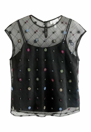 REGULAR FIT - N. PREMIUM BEADED SHEER DOUBLE LAYER - Blus - black multi