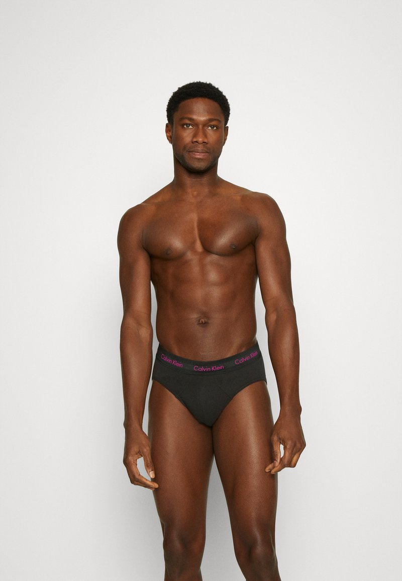 Calvin Klein Underwear HIP BRIEF 3 PACK COTTON STRETCH - Slip - black/pal pink/blue