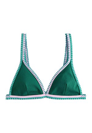 Next REGULAR FIT - TRIANGLE BIKINI TOP  . - Sutien costum de baie din două piese - green pink whipstitch