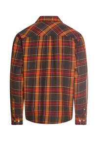 Langarm geruite shirt in zwart, rood, oranje en gele tinten. Beschikt over een button-down kraag en manchetten, met een rechte zoom en rugpand.