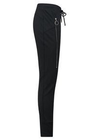 Svarta passform joggers med dragsko i midjan, sidoficka med dragkedja och avsmalnande ben, tillverkade av mjukt, stretchigt material.