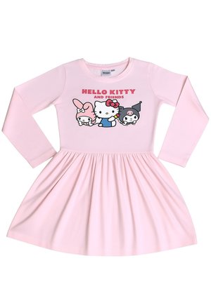 Hellrosa langärmeliges Kleid mit Hello Kitty und zwei Freundinnen mit dem Text "HELLO KITTY AND FRIENDS" auf der Brust.