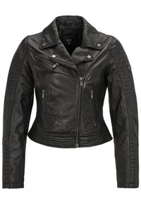 MIT STEPPNAHT-DETAILS - Lederjacke - black