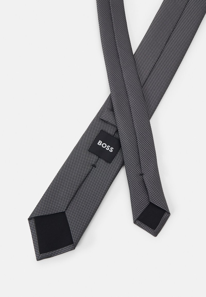 Cravate Hugo Boss - Laine Et Soie 100%, Made In Italy, Gris Argenté - Occasion Très Bon état Vintage