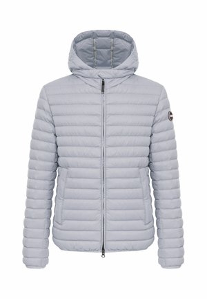 Helehall vatteline jope horisontaalse triibuga, esiküljel tõmblukk, ühendatud kapuuts ja vasakul varrukal asuv logosilt.