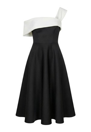 Goddiva, ONE SHOULDER A LINE MIDI DRESS - Cocktailjurk - blackcream