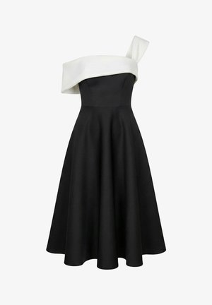 Goddiva, ONE SHOULDER A LINE MIDI DRESS - Cocktailjurk - blackcream